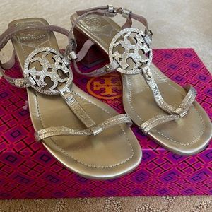Tory Burch Miller Block Heel Sandal, gold size 8.5